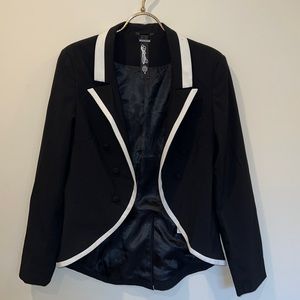 Lightweight Tux Blazer Black with White Piping